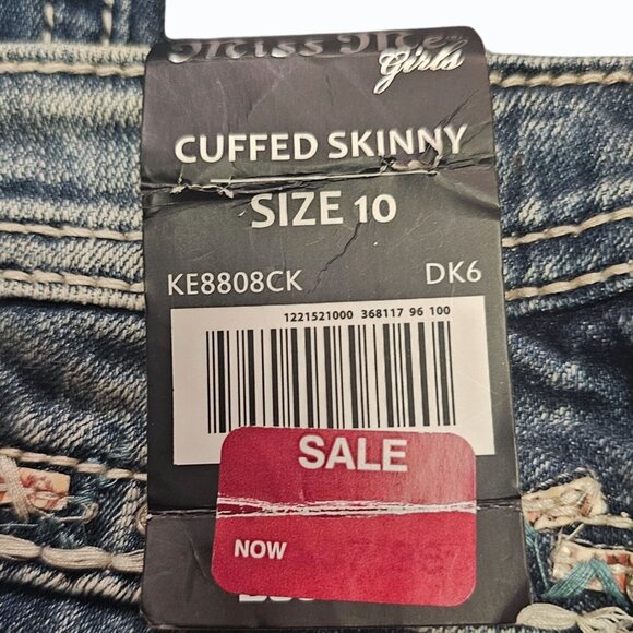 Miss Me Girls Jeans Size 10 Cuffed Skinny KE8808CK NWT - Picture 8 of 11